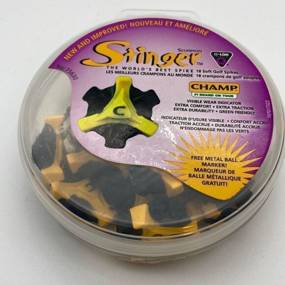 NEW Champ Soft Spikes 18 Q-LOK System Cleats Golf Stinger Scorpion in carry case - Picture 2 of 2